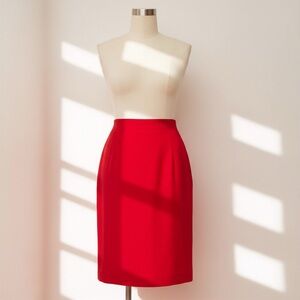 Pendleton 100% Virgin Wool Red Pencil Skirt 8P Petite Classic Workwear Vintage